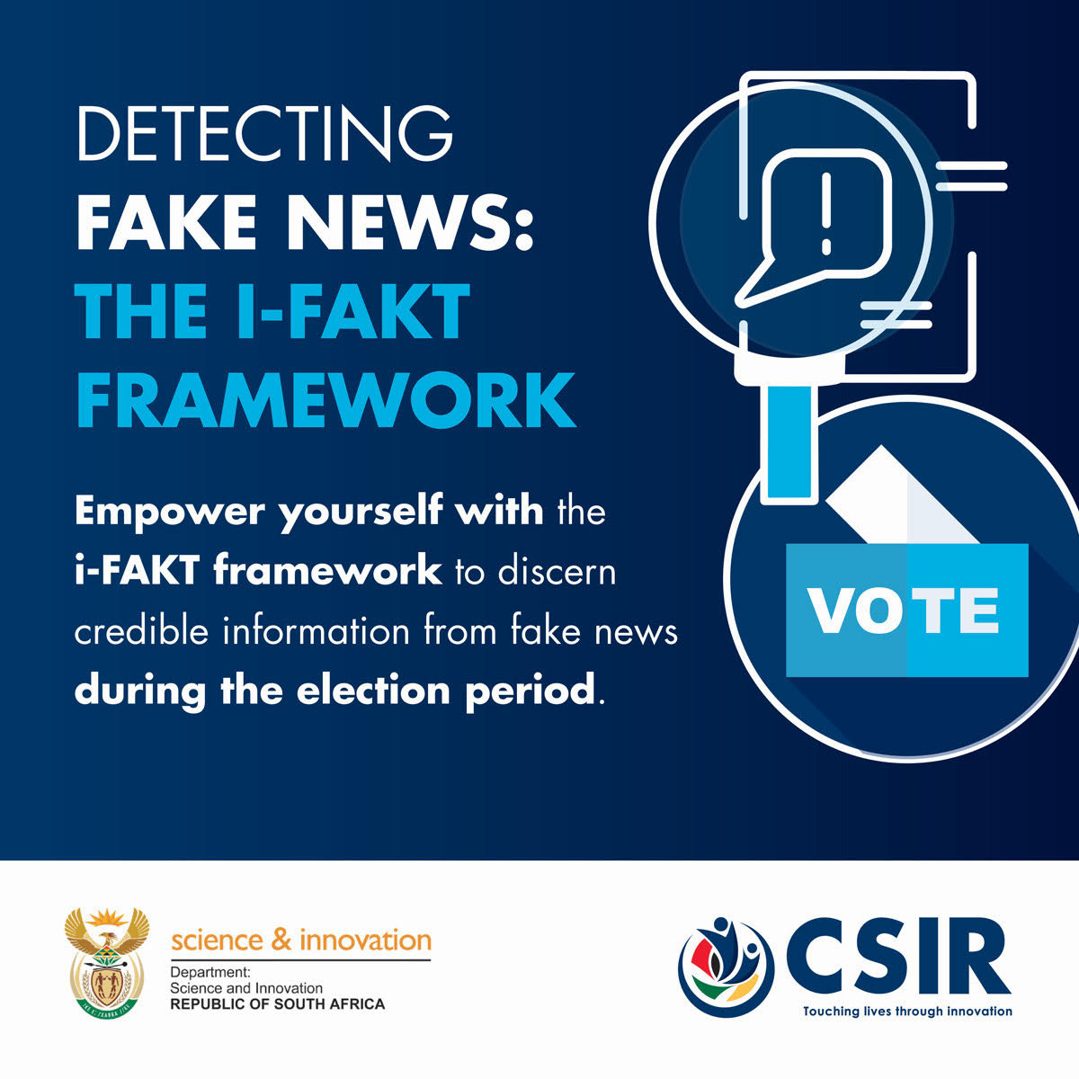 #TeamCSIR developed the i-Fakt Framework to empower you with the necessary tools to navigate misinformation & discern credible information from #fakenews during #SAElections24. To find out how you can better equip yourself:
csir.co.za/battle-against… & csir.co.za/collaborative-…