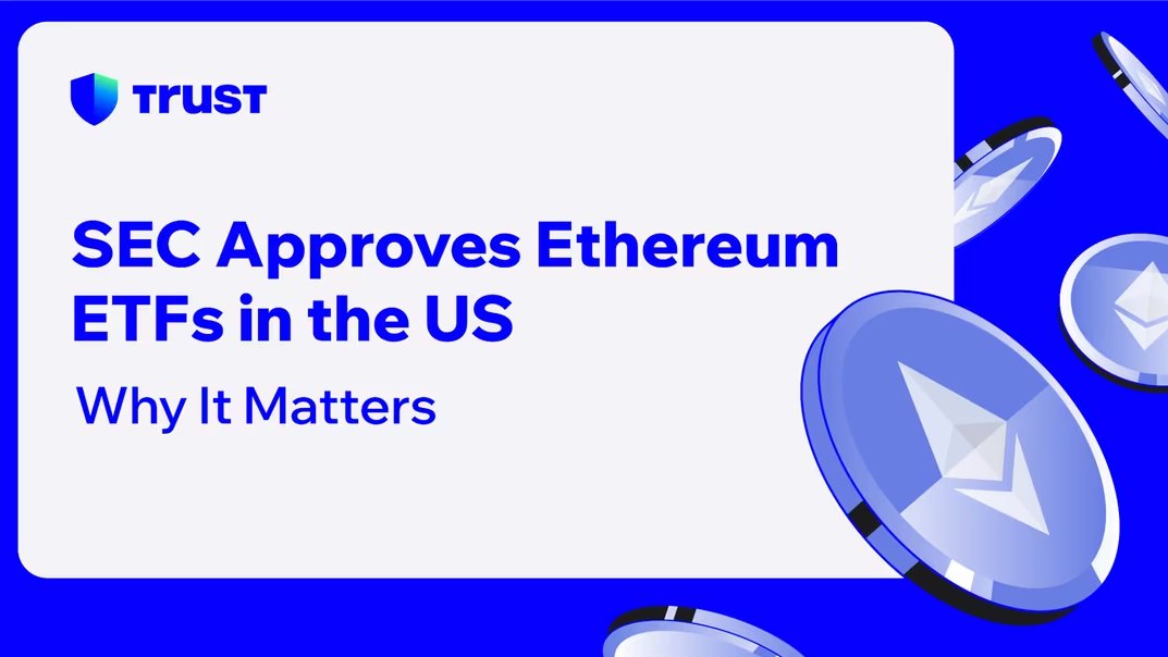 TrustWallet's tweet image. In our new blog, we explore the #Eth #etfapproval and what it means for #Ethereum &amp;amp; the wider #Crypto landscape 🚀

Read on👇
short.trustwallet.com/EthEtf