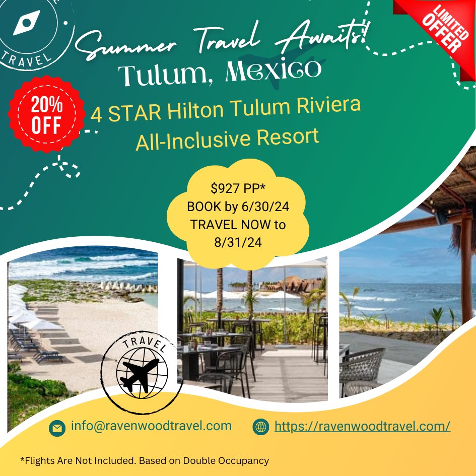 This 4 STAR ALL-INCLUSIVE RESORT is selling FAST! Pricing and availability are subject to change without notice.  #ravenwoodtravel #Tulum #mexico #allinclusive #travel #bookingsavailable #travel #deals #reservenow  👉Contact me here: zurl.co/3RYr