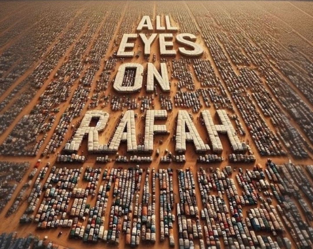 الآن هناك تـريند عالمي تاريخي هز وسائل التواصل يشارك فيه كل مشاهير كوكب الأرض سواء لاعبين أو ممثلين او مغنيين من أجل رفح وغزة. يجب أن تتوقف هذه المحرقة الآن 'All eyes on rafah.'
