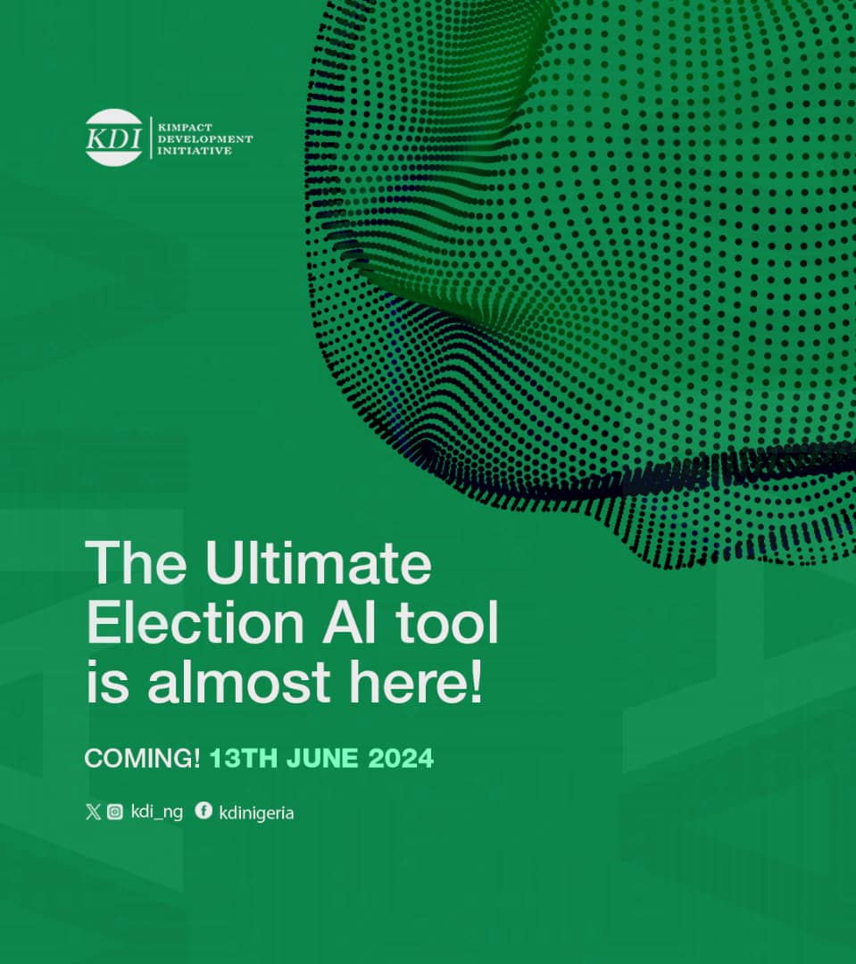 Big news!!!
🔊🔊🔊

Get ready to encounter the ultimate pioneering Election AI tool that the @kdi_ng Tech4Democracy team is building.

Elections in Nigeria is about to get an upgrade in technology!

#ElectionAI #CivicPower