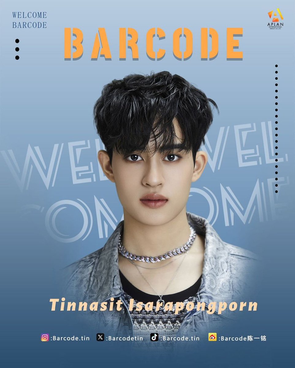 28 May 2024 | aplanbkk.official IG Update | Welcome “BARCODE” to Aplan family !!
🐫  BARCODE - TINNASIT ISARAPONGPORN
IG : Barcode.tin
X : Barcodetin
TikTok : Barcode.tin
Weibo : Barcode陈一铭
congratulations our P'Tin🥥💌 @BarcodeTin 
#Aplanartist #บาร์โค้ด #barcodetin #unit