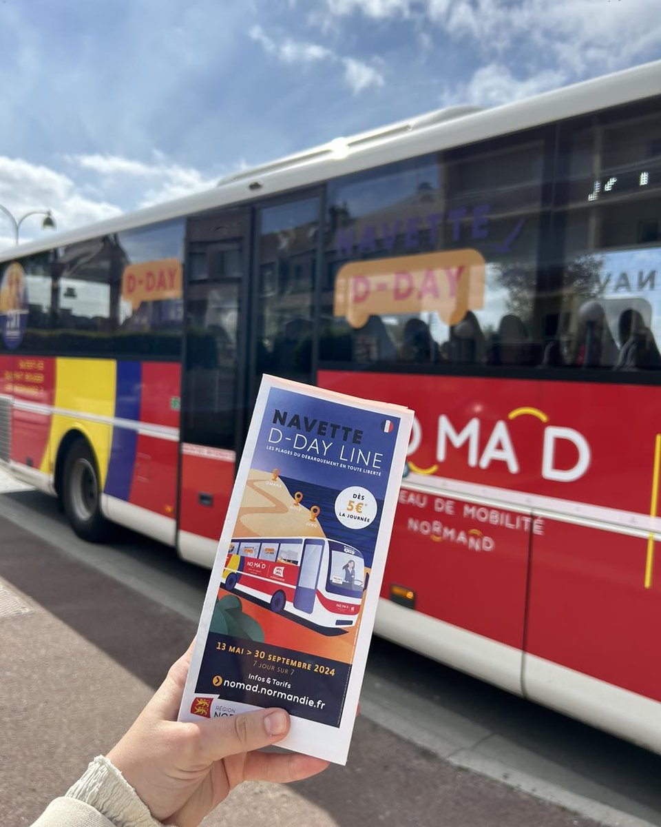 New for 2024: hop on and off the freedom bus! Between Grandcamp-Maisy and Courseulles-sur-Mer, the D-Day Line enables visitors to travel along Omaha, Gold and Juno Beaches, allowing you to explore the many sites linked to the D-Day Landings.
nomad.normandie.fr/lignes-de-cars…