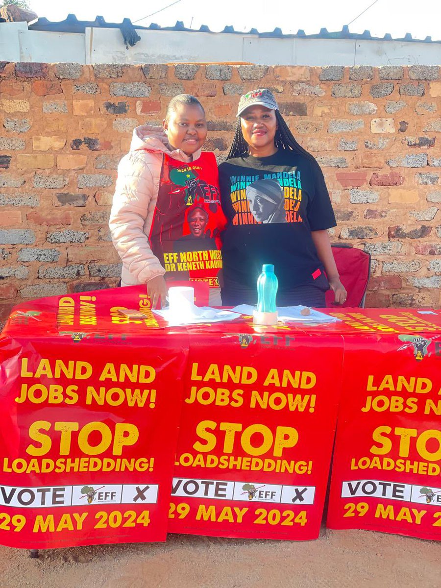 🔺Day 2 of 3🔺 In Pictures| Deputy Secretary General, Cmsr. Poppy Mailola, is currently at ward 19 Top City Tent, JB Marks Local Municipality. The EFF information table is set-up. It’s all systems go!