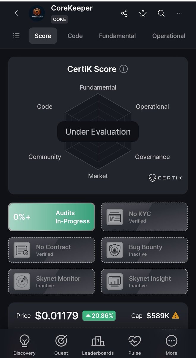 EXCITING UPDATE 

 Just as we promised, we always deliver. Our profile is now live on the <a href="/CertiK/">CertiK</a> website, confirming that we are indeed undergoing a thorough audit by Certik.

Check here
skynet.certik.com/projects/corek…