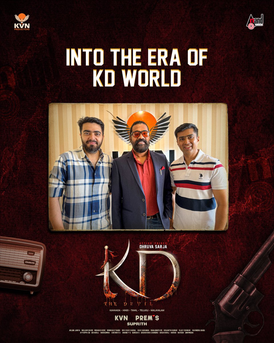 Conspiring the power of glory

Gear up to plunge into the world of KD The Devil

Stay Tuned... goo.gl/JtObUW

#AnandAudio #kvn #KD #TheDevil #dhruvasarja #prems #arjunjanya <a href="/KvnProductions/">KVN Productions</a> <a href="/anandchabria/">Anand Chabria</a> <a href="/shyam_chabria/">Shyam</a> <a href="/DhruvaSarja/">Dhruva Sarja</a> <a href="/directorprems/">PREM❣️S</a> <a href="/ArjunJanyaMusic/">Arjun Janya</a>