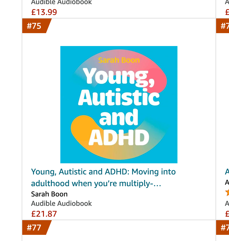 The audio book version of Young, Autistic and ADHD has cracked two top 100 besteller lists in separate categories! (And is being referred to as a hot new release🤯) Thank you to everyone who is pre-ordering! and if you haven't so already ⬇️ tr.ee/Iq6REy-s_V