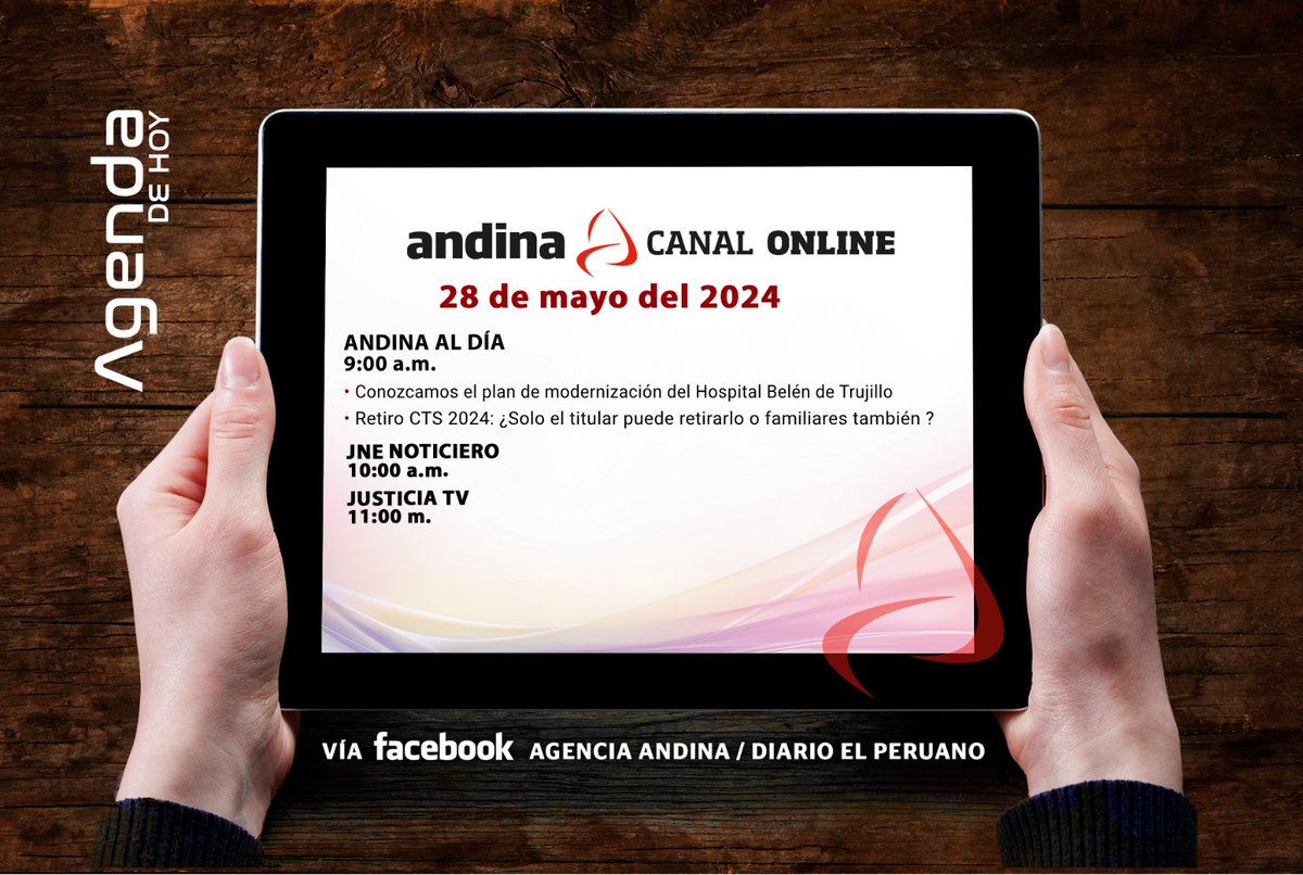 🔴 Hoy en Andina Canal Online resuelve todas tus dudas sobre el retiro de CTS 2024. Sigue nuestra programación aquí facebook.com/agenciandina