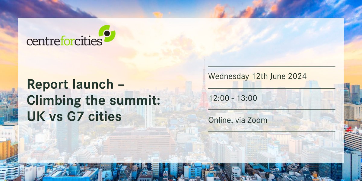 How do the UK's cities perform compared to counterparts in the G7? 🏙️

Join us for the launch of our latest report on the gap between British cities and their peers in the G7, why it matters, and what to do it about it.

Register your place 👇
loom.ly/juDTj9g