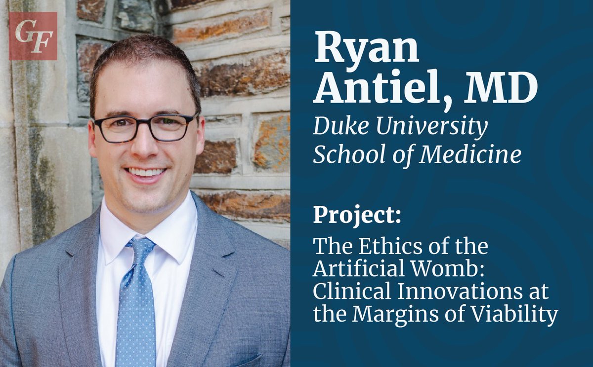 The Greenwall Foundation (@greenwallfdn) on Twitter photo .<a href="/RyanAntiel/">Ryan Antiel, MD, MSME, FACS</a> of <a href="/DukeMedSchool/">Duke University School of Medicine</a> will explore the ethics of artificial womb technology, an innovation that offers hope for reducing death and disability for extremely premature infants, but raises challenging ethical questions. 2/🧵 .<a href="/RyanAntiel/">Ryan Antiel, MD, MSME, FACS</a> of <a href="/DukeMedSchool/">Duke University School of Medicine</a> will explore the ethics of artificial womb technology, an innovation that offers hope for reducing death and disability for extremely premature infants, but raises challenging ethical questions. 2/🧵