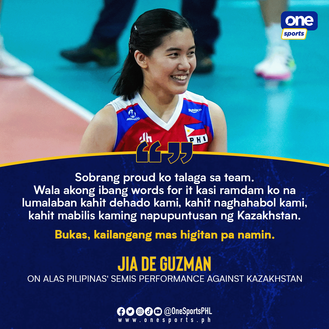 TAAS NOO 🇵🇭

Alas Pilipinas' team captain Jia de Guzman is eager to turn minor setbacks into comebacks as they look to continue their historic run in the 2024 AVC Challenge Cup against Australia in their bronze medal match tomorrow.

#AlasPilipinas #AVCChallengeCup