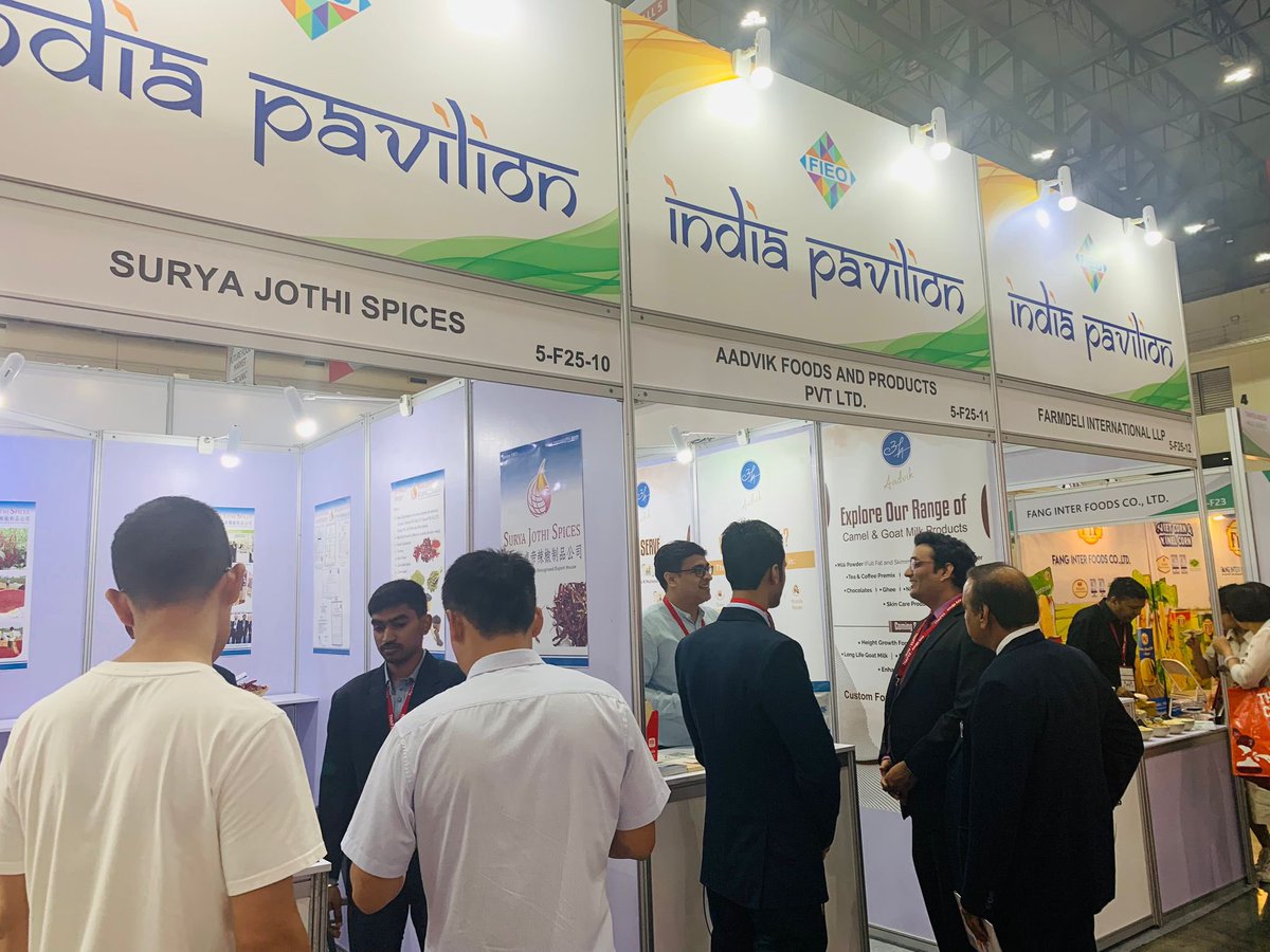 First Secy Dharmendra Singh inaugurated India Pavillion organised by @FieoHq at #THAIFEX ANGUA ASIA 2024 in Bangkok. A wide range of food products are being showcased by Indian companies. @MEAIndia @DoC_GoI