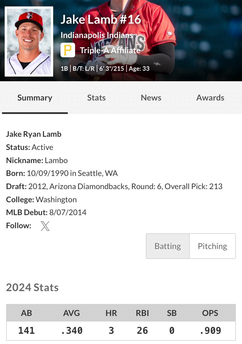 I’m ready for him to play for the Pirates. 

Bring Jake Lamb to Toronto.