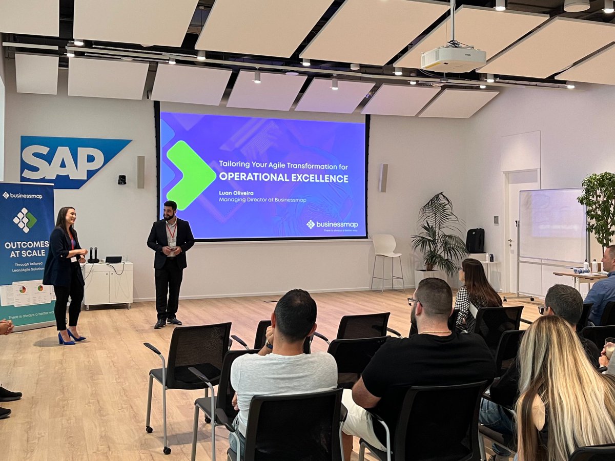 Our team recently had the privilege of presenting at the #SAPLabsBulgaria, where we discussed "Tailoring Your Agile Transformation for Operational Excellence."

#Businessmap #AgileTransformation #OperationalExcellence #SAP #SAPLabsBulgaria #Efficiency #Flexibility #Networking