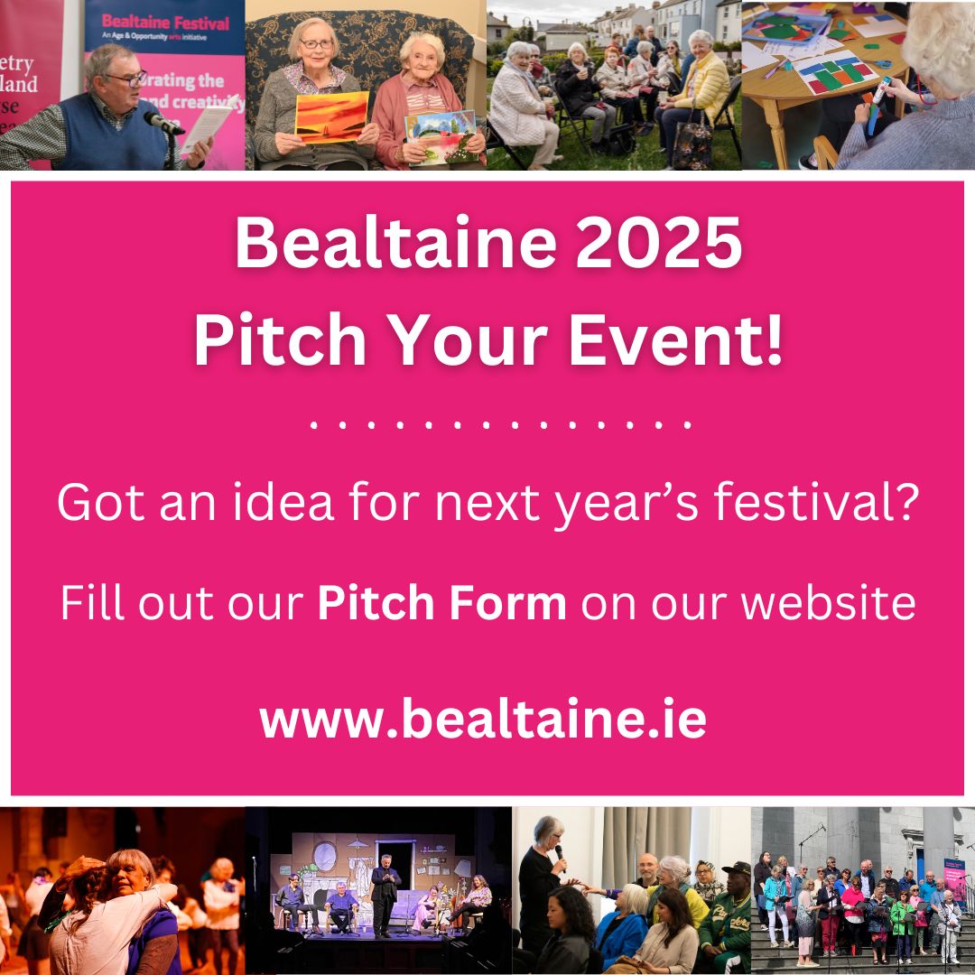 💡Got an idea for next years festival? We want to hear from artists from all artforms who wish to work with the festival over the next number of years. 
The online form can be filled out here: bealtaine.ie/pitch-your-eve…