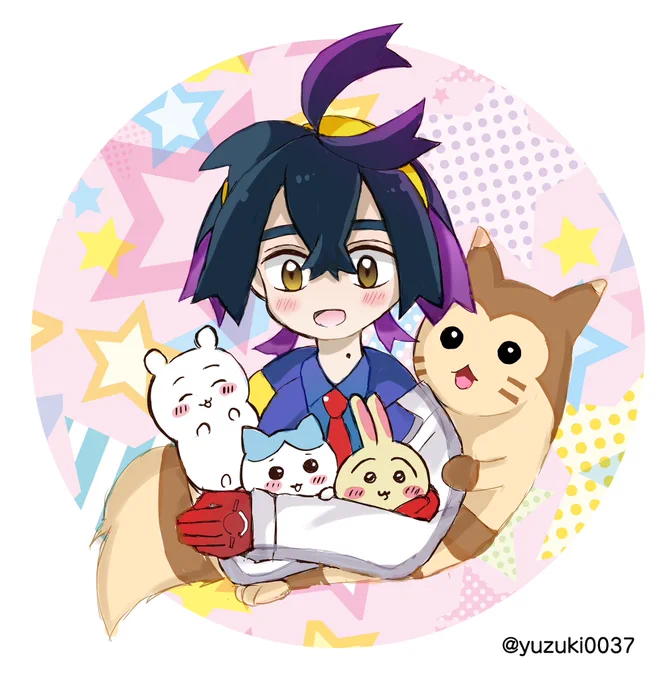 フォロワさんにお会いした時に描いてお渡しした、pkmnのスグリ君とちい達のコラボ喜んで貰えて良かった^^スグリ君ビジュ可愛い髪型バランスめちゃ難しいけどもw 
