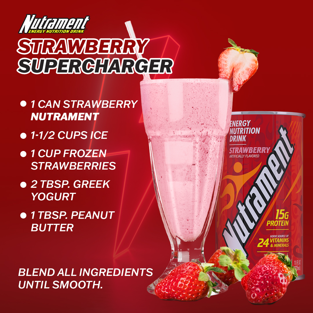 nutrament's tweet photo. To celebrate National Strawberry Month, our
recipe masters created this easy-to-make warm
weather energizer. If you crave the flave of
strawberry, this could become your go-to summer
refresher. 🍓 🍹 Enjoy! #summerrecipes
#summerdrinks #recipealert 
#strawberryenergy #nutrament https://t.co/AtTaaZ4RWP