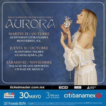 ⭐️⭐️AURORA en México!!!⭐️⭐️

🚨NO habrá preventa PRIORITY, si quieren asegurar sus boletos la Preventa FAN sigue abierta 👇

🔗LINK CDMX: sovrn.co/in57ys0
🔗LINK GDL: sovrn.co/494k6wk
🔗LINK MTY: sovrn.co/15y8q2e
🔑Código: EARTH

🌟En CDMX ya no hay boletos