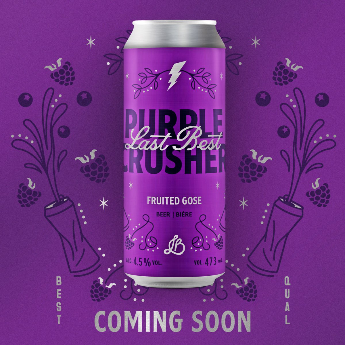 lastbestbrew's tweet photo. Purple Crusher Fruited Gose is coming to tall cans soon... #LastBest https://t.co/9KEPoSm7vd
