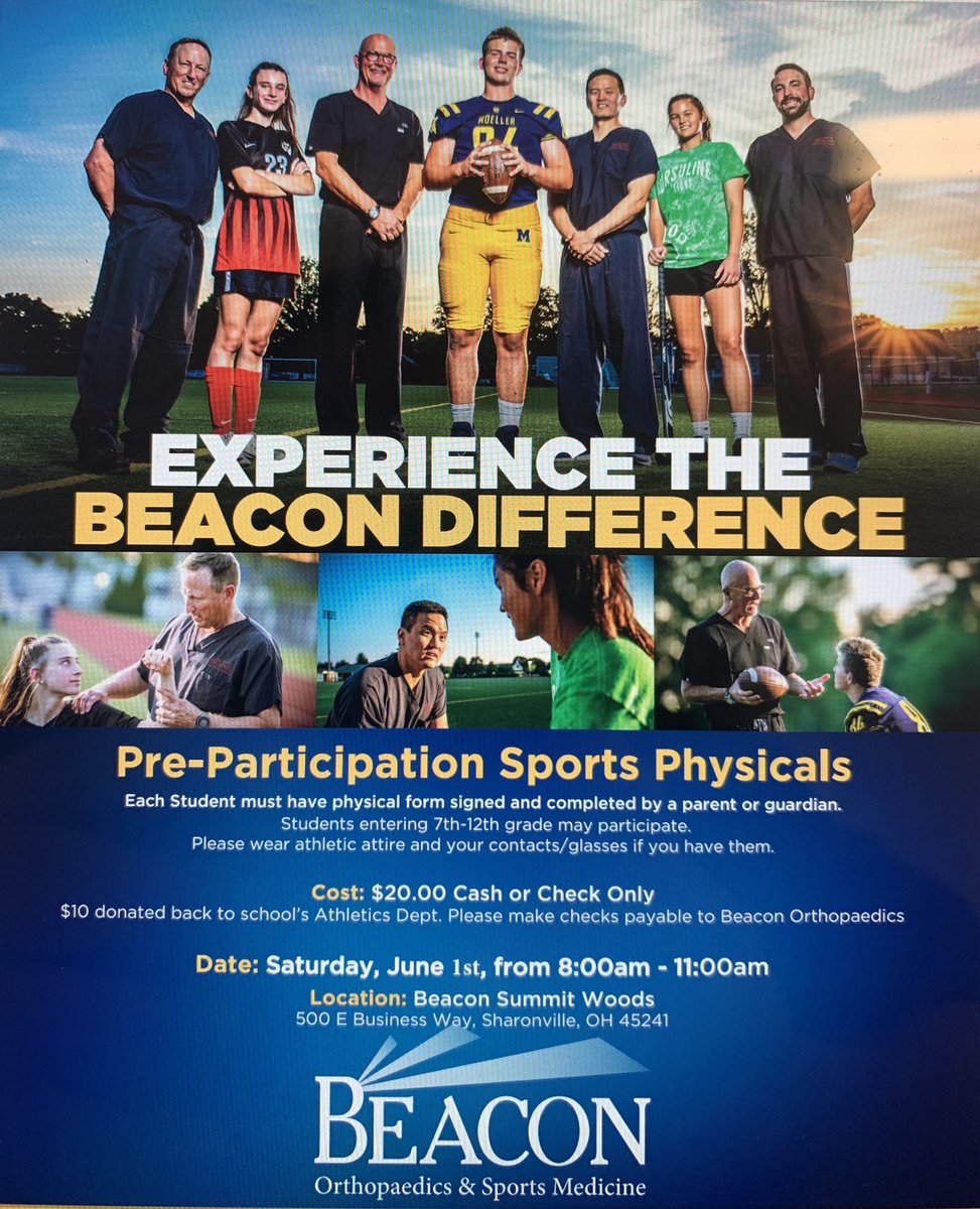 Attention all Nighthawks! Here is a great opportunity to get your OHSAA Pre-Participation Physical completed for the 24-25 school year. On June 1st Beacon Orthopaedics is offering sports physicals for $20 from 8:00-11:00.