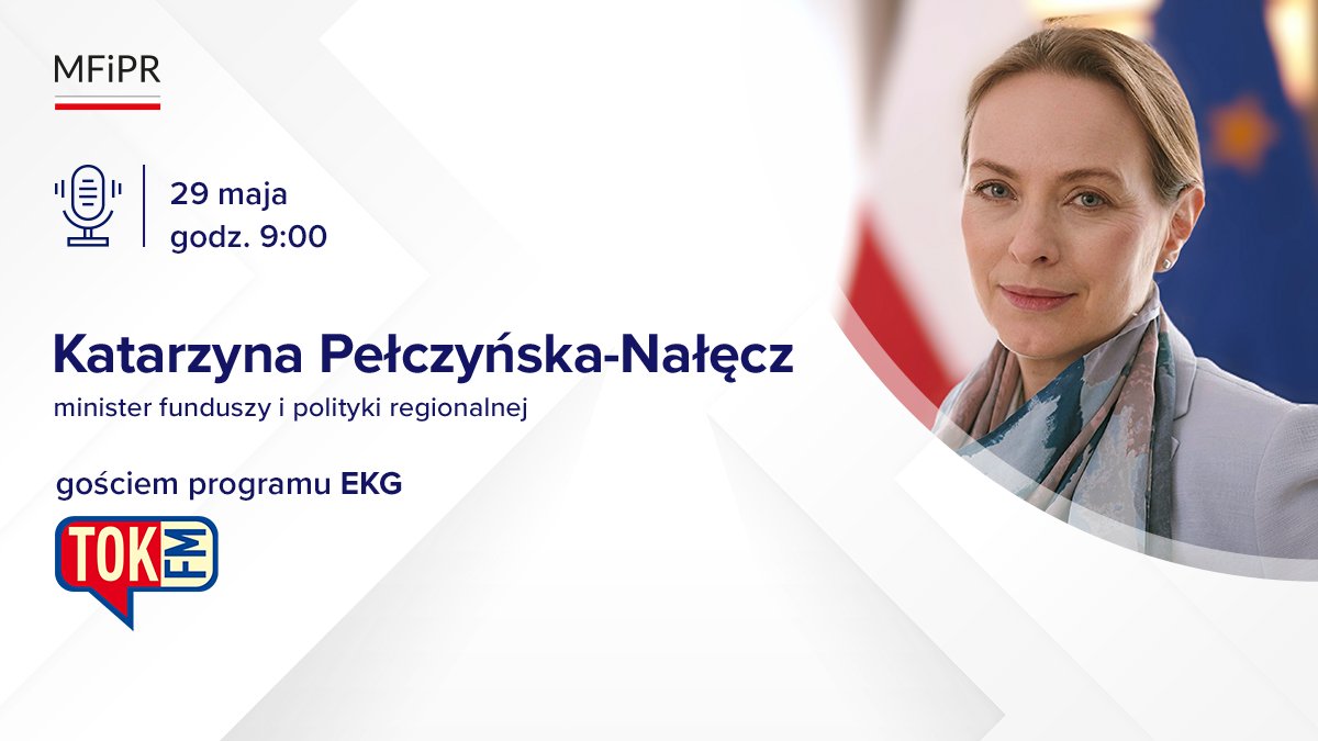 📻 Jutro rano zapraszamy do słuchania @Radio_TOK_FM. Gościem programu #EKG będzie minister @Kpelczynska