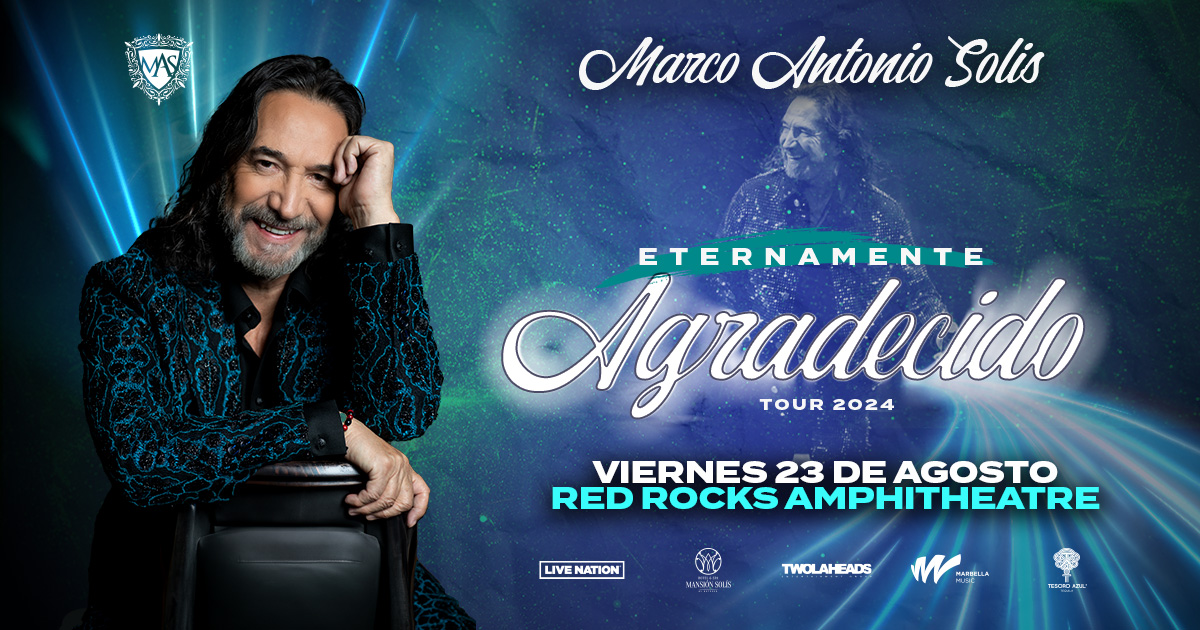 NEW SHOW: @MarcoASolis is bringing his Eternamente Agradecido tour to #RedRocksCO on Aug. 23, 2024 ✨ Tickets on sale Friday, May 31 at 10am MT!