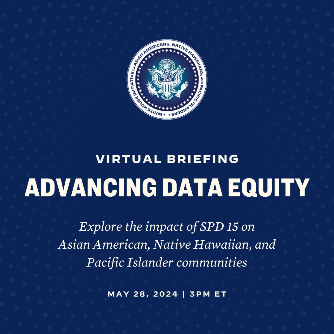 📢 TODAY AT 3PM ET: Please join @WHIAANHPI for a special virtual briefing with @OMBPress and community leaders to celebrate the Biden-Harris Administration's historic actions to advance data equity. Tune in: hhsgov.zoomgov.com/webinar/regist…