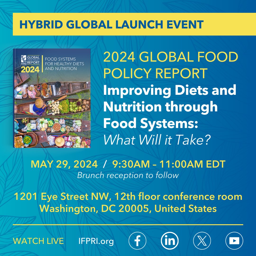 🔔TOMORROW @ 9:30AM EDT: 📌#GFPR2024 Improving Diets and Nutrition through Food Systems: What Will it Take? 📍In person at IFPRI HQ or online. 🎫 bit.ly/GFPR2024 🤝 bit.ly/GFPR2024FB 💼 bit.ly/GFPR2024LI ▶️ bit.ly/ifpriYT #IFPRIonNutrition @CGIAR