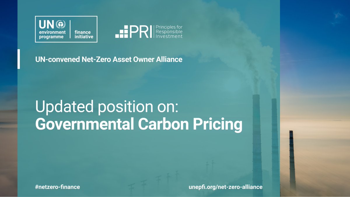 Less than 5% of global emissions are covered by carbon pricing aligned with the #ParisAgreement. 

In its updated position, #NZAOA calls on policymakers to deploy this key instrument into their #netzero #climate policies. 

Read more: ow.ly/8EV250RQOjq #sustainablefinance