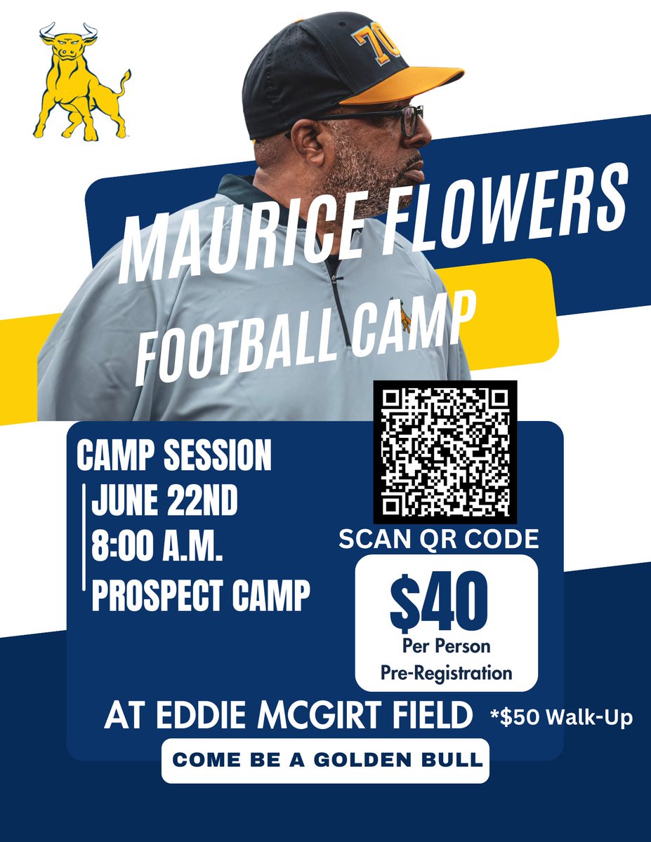 High School Prospect Camp

Pre-register $40
Walk-ups $50
⏱️ 8:00 A.M. Registration
📍Eddie McGirt Field
📅 JUNE 22 
🔗 docs.google.com/forms/d/e/1FAI…