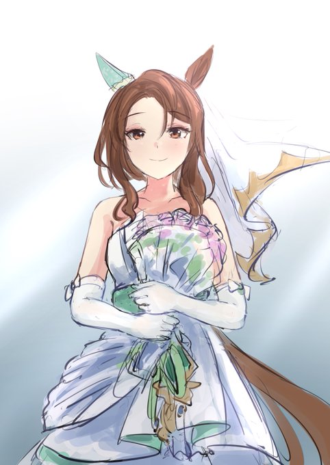 「holding bouquet long hair」 illustration images(Latest)