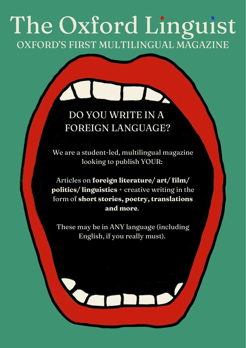 Our students are launching their own interdisciplinary and multilingual magazine! They are welcoming contributions from @UniofOxford students. If you study #Linguistics and/or @OxfordModLangs, visit this link to know more and get in touch with the team: hellotheoxfordling.wixsite.com/theoxfordlingu…