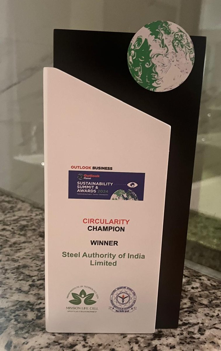 SAIL has been adjudged as Circularity Champion in the Outlook Planet Sustainability Summit & Awards 2024 held at Goa on May 27, 2024. The event was organized by the Outlook Group and IIT, Goa to recognize the role of central PSUs in India’s transition to a green economy.