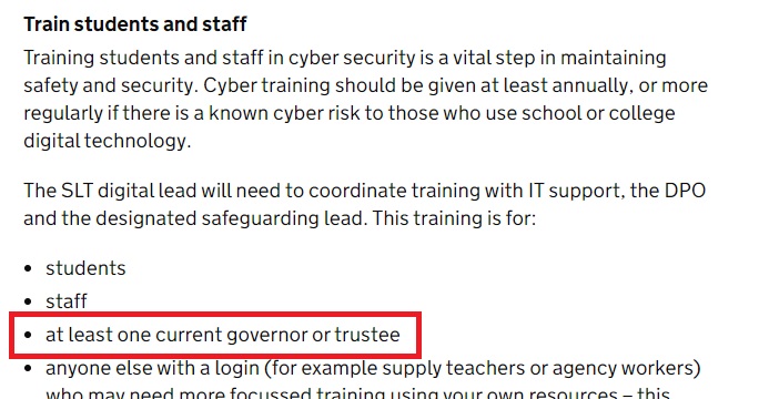 We've also added Cyber Security Training for School Governors to meet this new requirement You can book here booking.lgfl.net/book/add/p/160