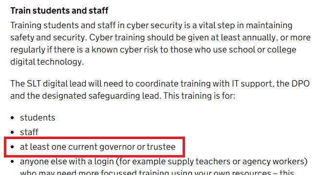 We've also added Cyber Security Training for School Governors to meet this new requirement

You can book here
booking.lgfl.net/book/add/p/160
