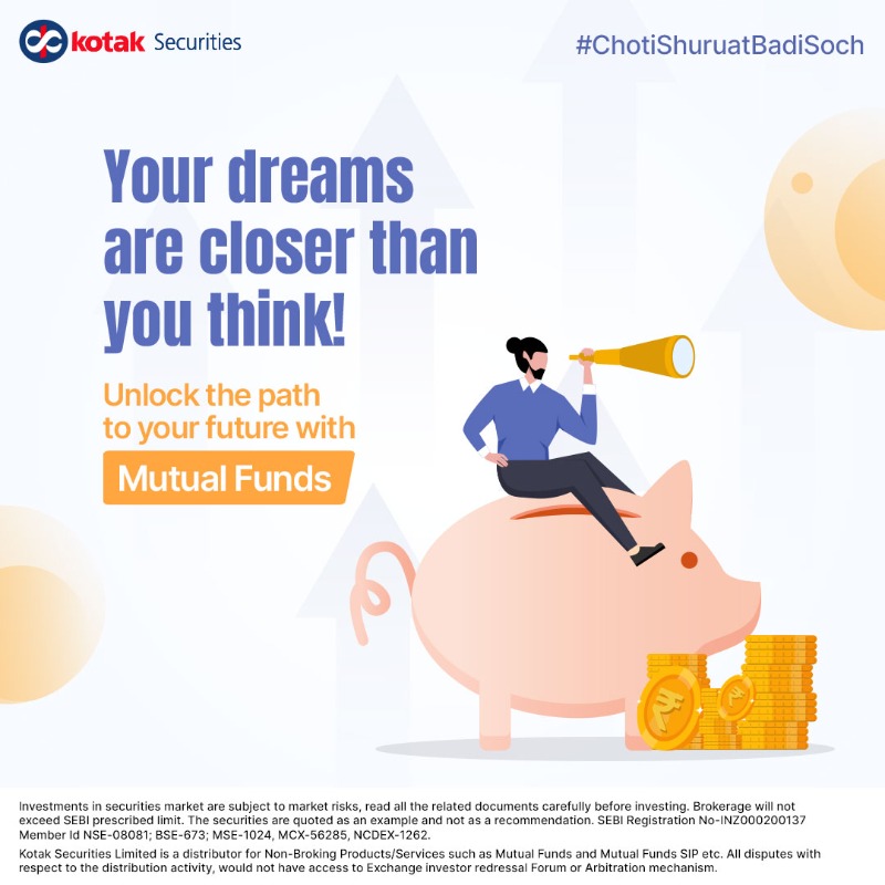 kotakneo's tweet photo. Why wait for tomorrow when you can make dreams a reality today?
Take the first step with Mutual Funds. Explore now on Kotak Neo
Mutual funds are accessible to everyone. Start investing with a pocket-friendly Rs. 100 SIP.
#KotakSecurities #NeoWayToTrade #ChotiShuruatBadiSoch