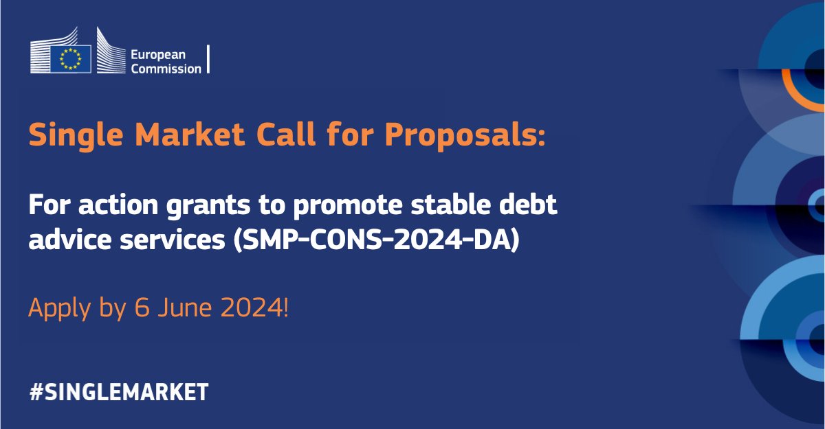 📢 10 days left until the closing of the action grant SMP-CONS-2024-DA. Last chance to get funded to provide stable debt advice services❗️ Interested? Apply by 6 June 2024, 17:00 CEST ↙️ europa.eu/!D6nCxD