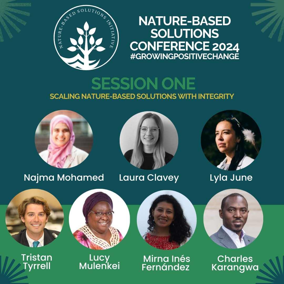 'Scaling #NaturebasedSolutions with Integrity' featuring:

@lylajunetweets
@TristanDTyrrell
@LGClavey @TNFD_
@mirnaif @GYBN_CBD
@mulenkei @IndigenousInfo1
@ckarangwa30 @IUCN

Chaired by Najma Mohamed @unepwcmc

#NbSConferenceOxford #growingpositivechange