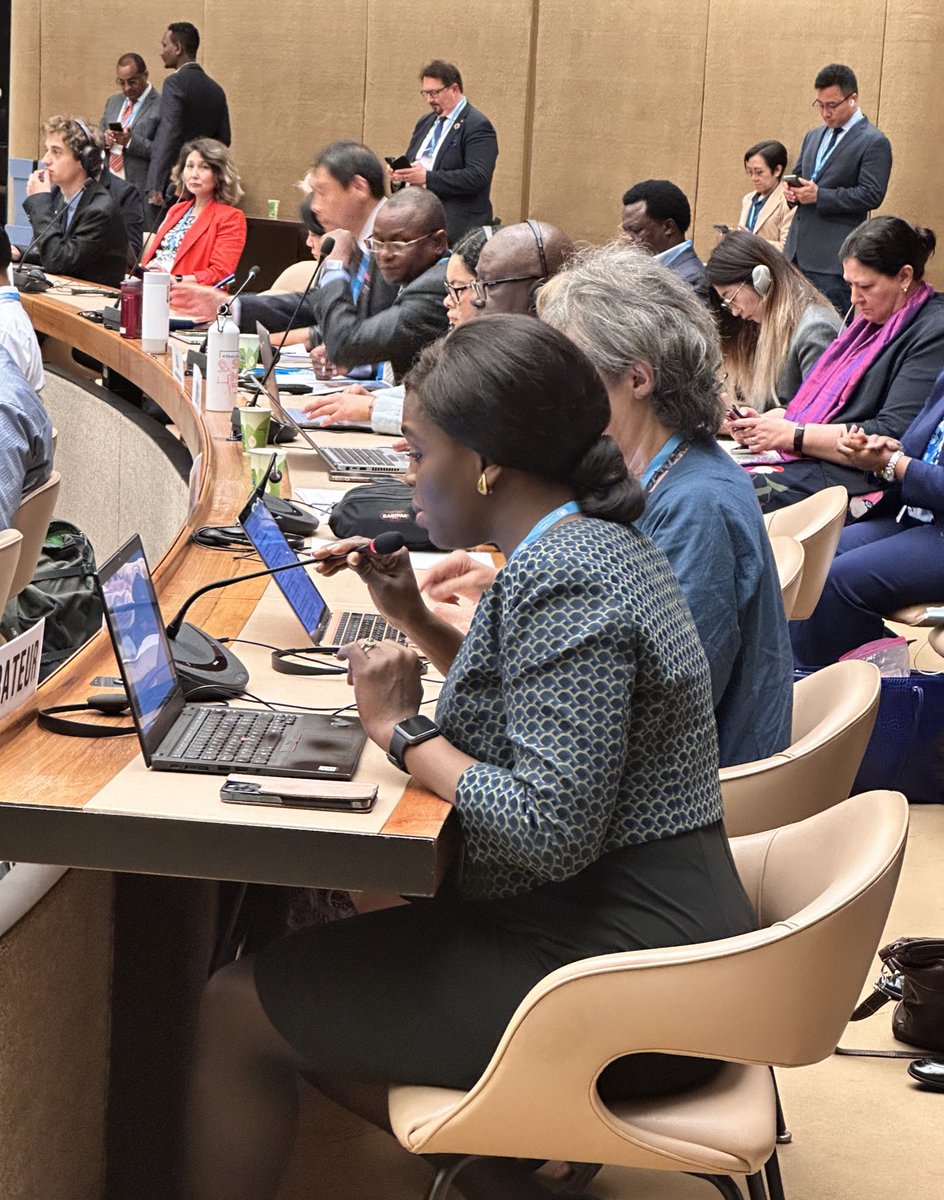 <a href="/TOsigbesan/">Tolulope Osigbesan</a> delivering the <a href="/fdiworlddental/">FDI World Dental Federation</a> <a href="/IADR/">IADR</a> intervention regarding the GPW14 at WHO #WHA77 welcoming the inclusion of oral health and urging further measures to reduce free sugars.