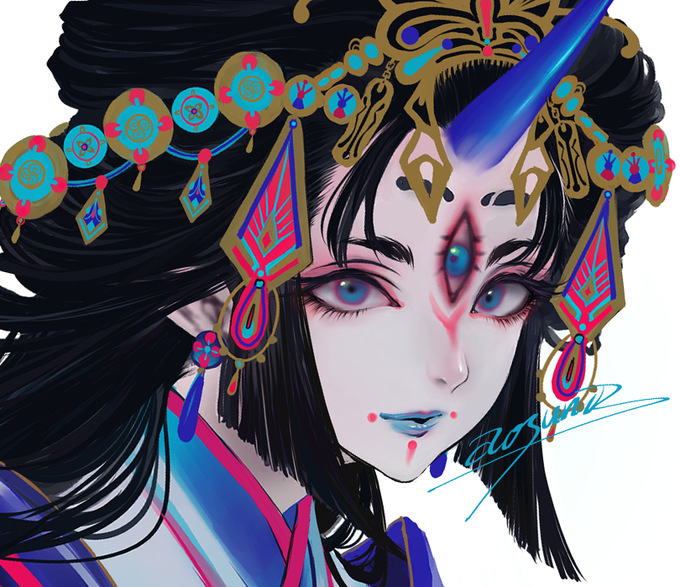 「blue lips eyeshadow」 illustration images(Latest)