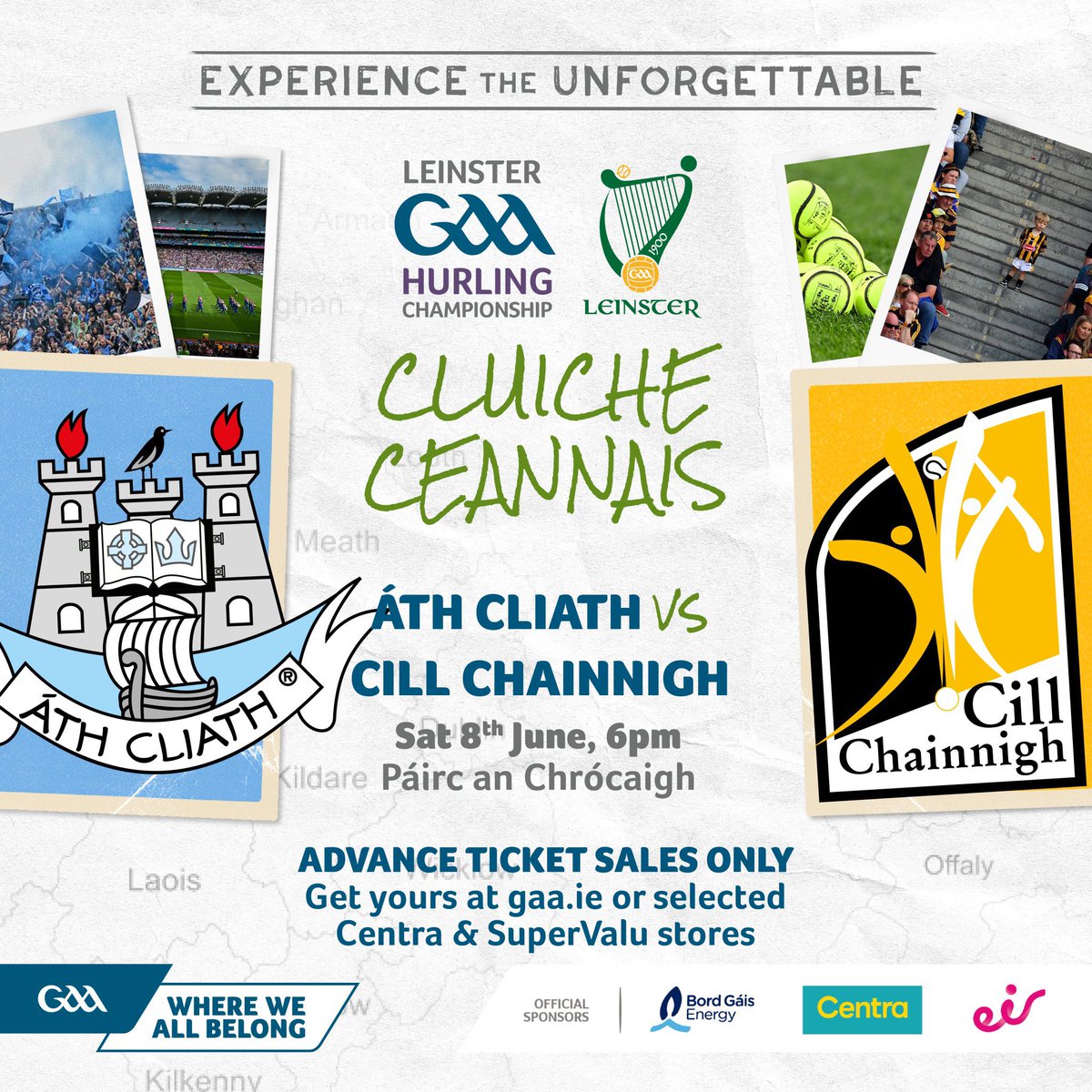 Leinster Final Tickets on sale now Kilkenny 🆚 Dublin 🗓️ Saturday 8th June 🕛 6pm 📍 Páirc an Chrócaigh The Joe McDonagh Cup Final between Laois & Offaly throws in at 3:30pm Advance ticket sales only at selected Supervalu or Centra stores or ⬇️ ticketmaster.ie/leinster-shc-f…