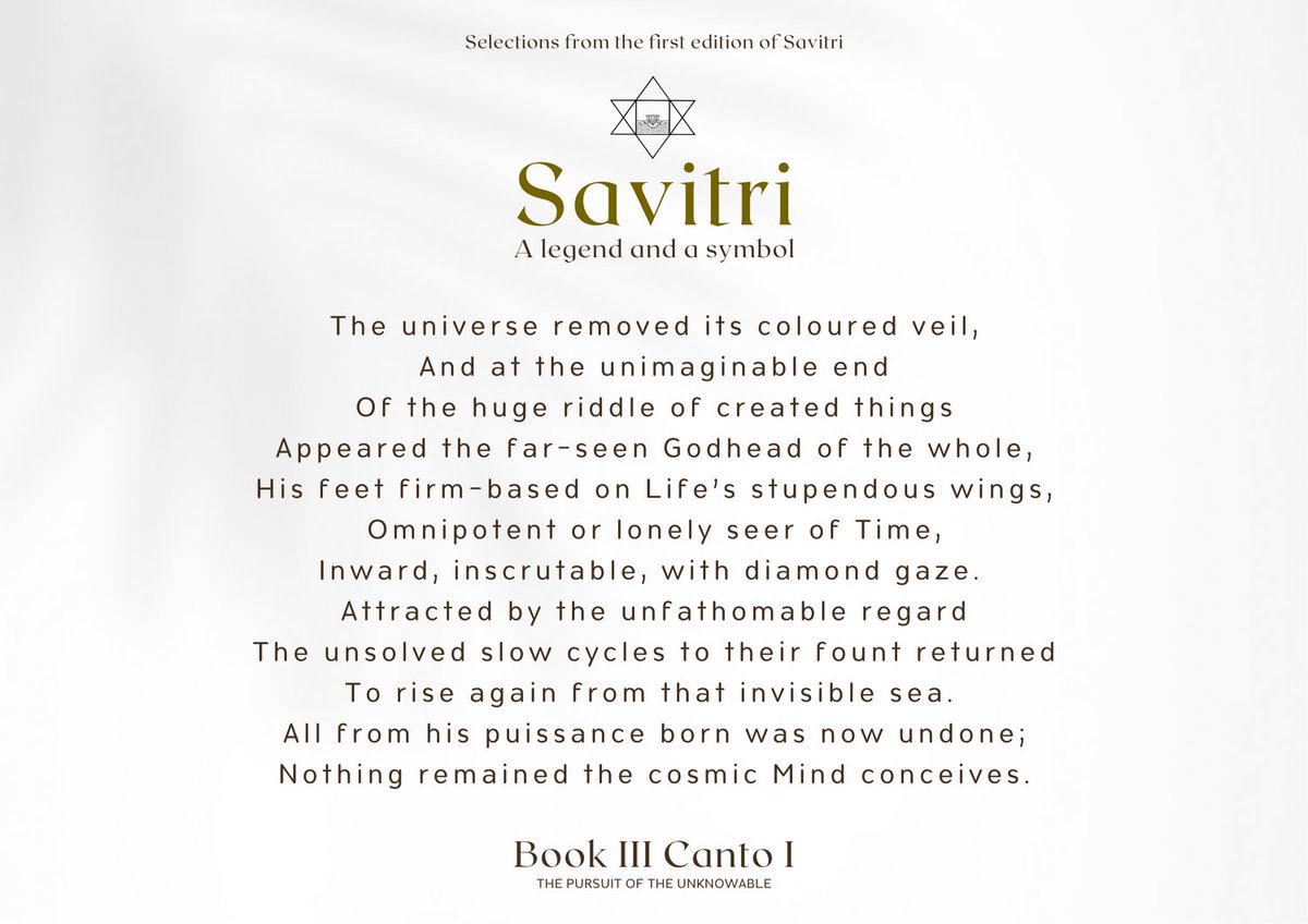 Daily Verses from Savitri (First Edition), Book III Canto I: The Pursuit of the Unknowable

#SriAurobindo #InevitableWord