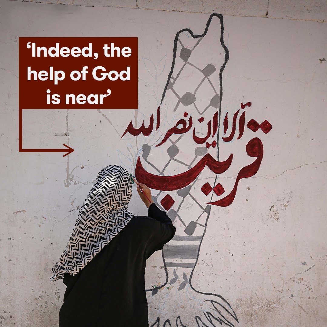 Al__Quraan's tweet image. Messages of hope and resistance painted by Palestinian youth embellish the horrific destruction caused by Israeli air strikes in Palestine’s Gaza. 🇵🇸💔🥺
