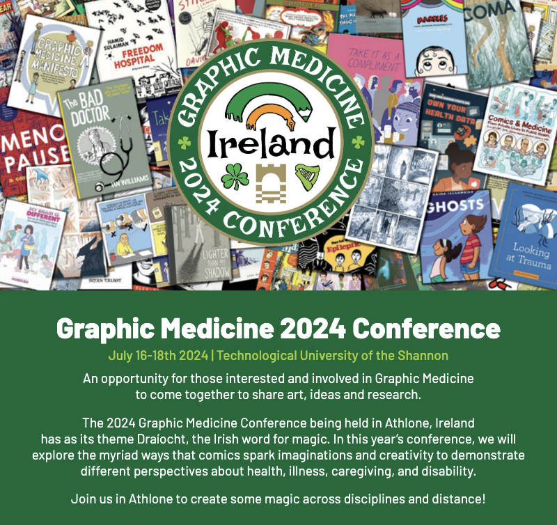 Interested in Graphic Medicine? There is still time to register for the <a href="/GraphicMedicine/">Graphic Medicine</a> 2024 Conference being held in <a href="/TUS_Athlone_/">TUS Athlone Campus</a> on 16-18 July. Check out the programme 👉 graphicmedicineconference.com/programme #GraphMed2024 <a href="/TUS_LibraryMD/">TUS Library: Midlands</a>