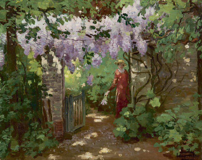 Emile Lecomte   (1866 - 1938) In the Garden