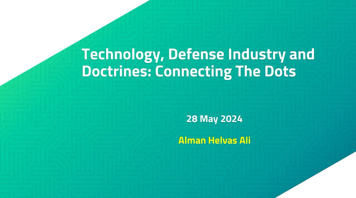 Lastly, our fourth speaker, Alman Helvas Ali (@Ahelvas), will share his thoughts on “Technology, Defence Industry and Doctrines: Connecting The Dots.”

#SemarSentinelWebinar #CollaborativeCombat #Doctrine