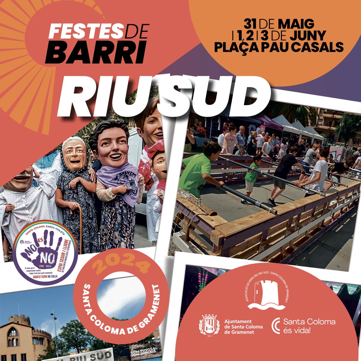 Aquest cap de setmana comencen les festes de barri a #santacoloma amb les de Riu Sud 🎉🎼🎡 Música, activitats infantils i tradicionals, tallers, migues, atraccions de fira... I molt més a la pl. Pau Casals! Consulteu el programa a gramenet.cat/festesdebarri #santacolomaésvida