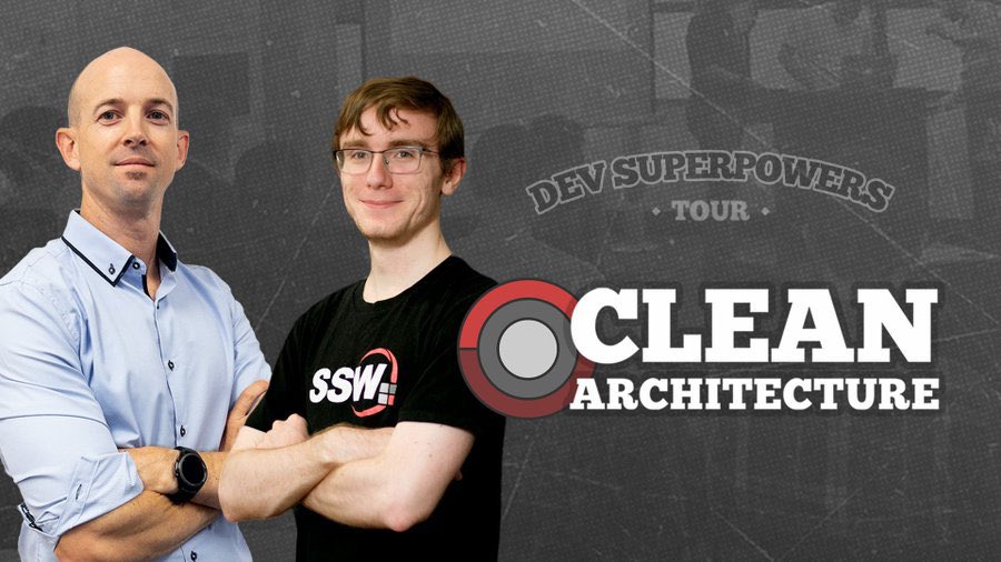 SSW_TV's tweet image. 📢 Calling all .NET developers! The next Clean Architecture Superpowers is coming up in June! 🎉
 
This 1-day course is all you’ll need to get started using Clean Architecture in your next project. 
 
Find out more ➡️ ssw.com.au/events/clean-a…
 
#CleanArchitecture #devtraining