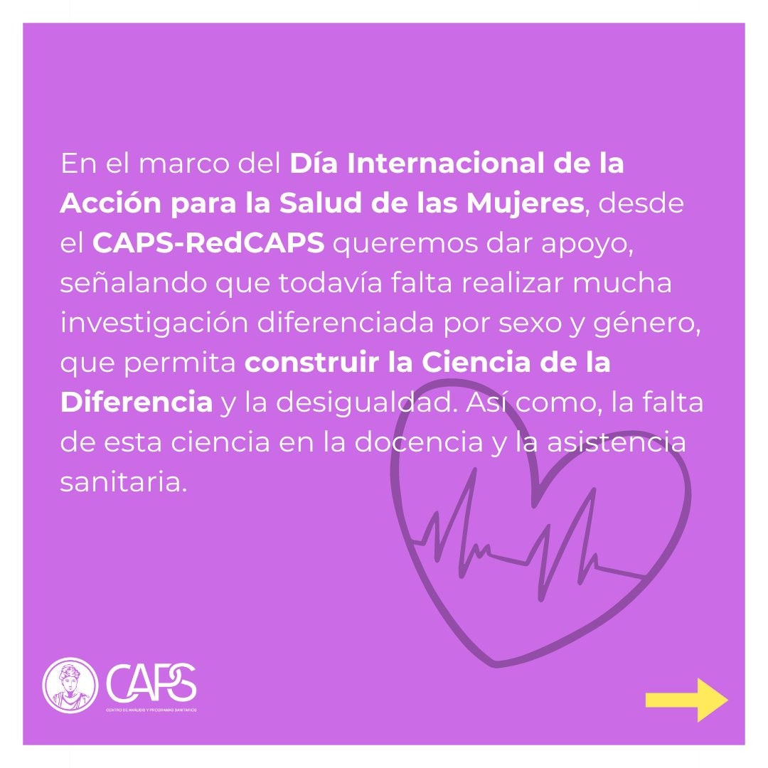 Caps_RedCaps's tweet photo. E♀️🩺n el Día Internacional de acción para la salud de las mujeres desdel #CAPSRedCAPS señalamos la falta de investigación en Ciencia de la Diferencia.

Con el proyecto #Saludparadisfrutar hemos abordado las desigualdades en la salud de las mujeres.⬇️
https://t.co/8wf8Qyxiy2 https://t.co/EkjF0cIZIZ