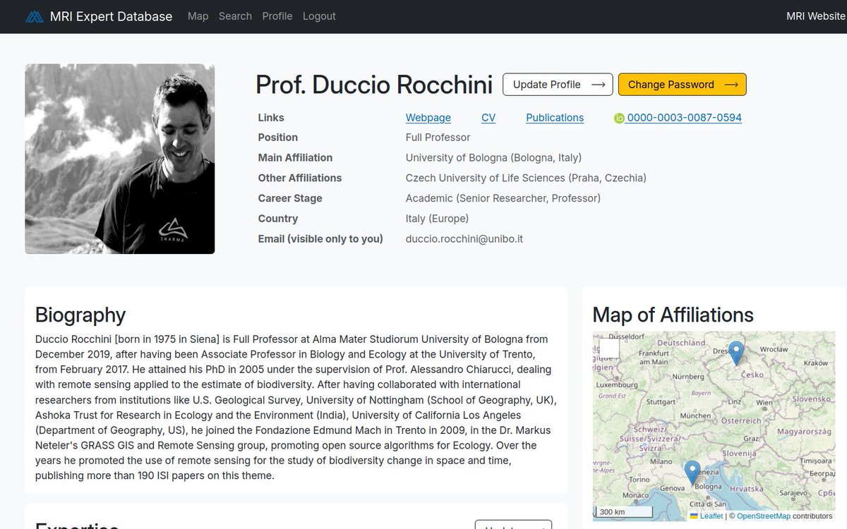 Just entering the Mountain Research Initiative [<a href="/MtnResearchMRI/">Mountain Research Initiative @mtnresearchmri.bsky</a>] as "Expert".
Nice news!
mri-expert-database.cde.unibe.ch/user/duccio/